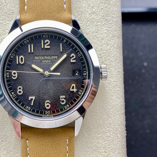 CALATRAVA WHITE GOLD CASE TERMITE BEIGE SUEDE STRAP
