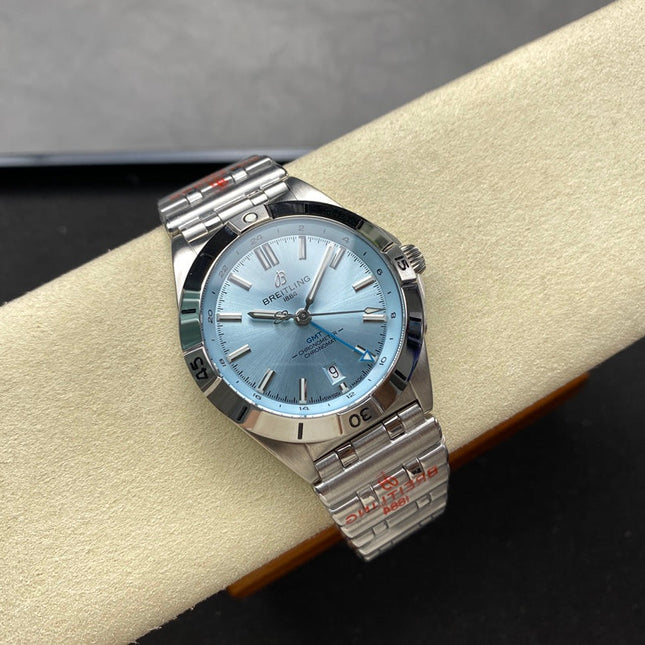 CHRONOMAT AUTOMATIC GMT 40 ALL STEEL ZIGGURAT BLUE DIAL