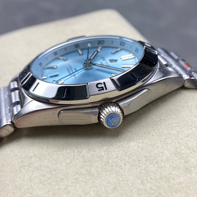 CHRONOMAT AUTOMATIC GMT 40 ALL STEEL ZIGGURAT BLUE DIAL