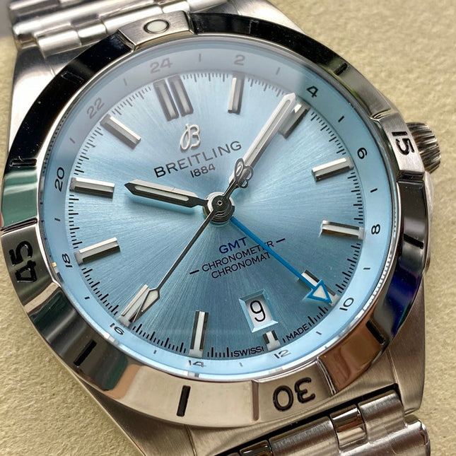 CHRONOMAT AUTOMATIC GMT 40 ALL STEEL ZIGGURAT BLUE DIAL