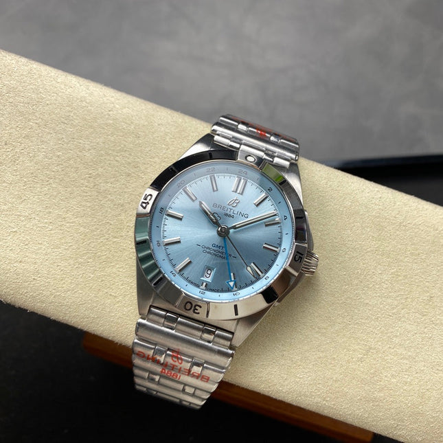 CHRONOMAT AUTOMATIC GMT 40 ALL STEEL ZIGGURAT BLUE DIAL