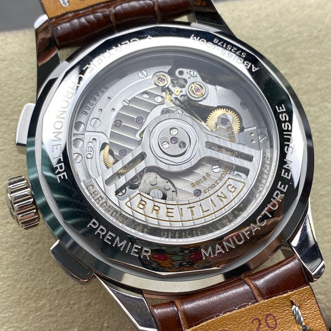 PREMIER B01 CHRONOGRAPH 42 STEEL CASE BROWN ALLIGATOR LEATHER STRAP