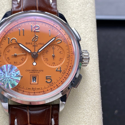 PREMIER B01 CHRONOGRAPH 42 STEEL CASE BROWN ALLIGATOR LEATHER STRAP