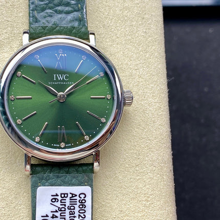 PORTOFINO AUTOMATIC 34 WATCH SILVER CASE WITH JUNGLE GREEN LEATHER STRAP AND DIAL