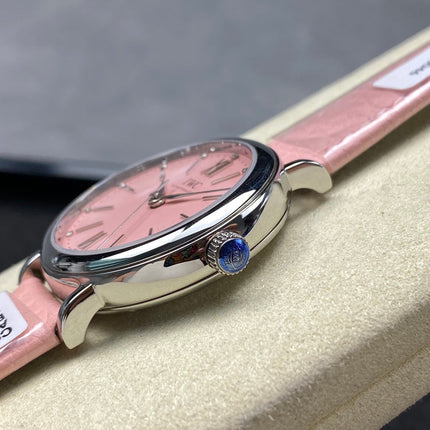 PORTOFINO AUTOMATIC 34 WATCH SILVER CASE WITH LIGHT PINK LEATHER STRAP AND DIAL