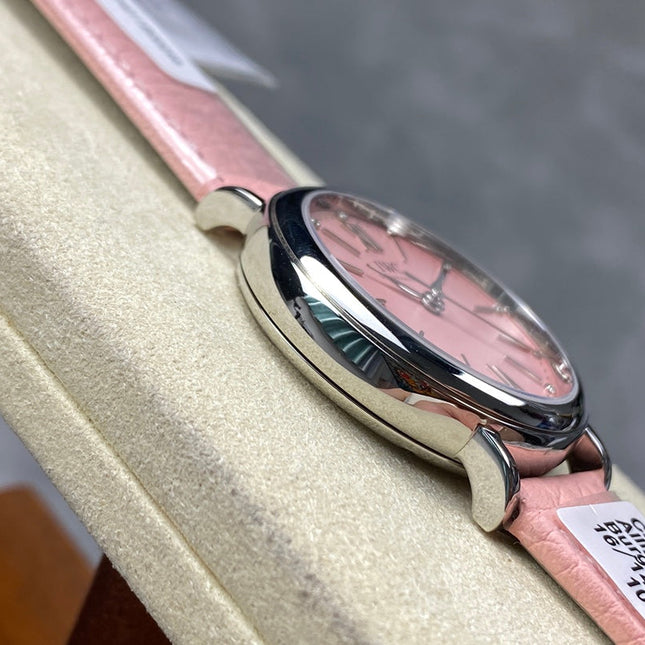 PORTOFINO AUTOMATIC 34 WATCH SILVER CASE WITH LIGHT PINK LEATHER STRAP AND DIAL