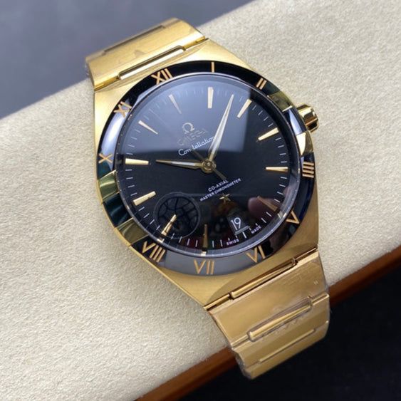 CONSTELLATION 39 MM WATCH GOLD CASE WITH BLACK DIAL