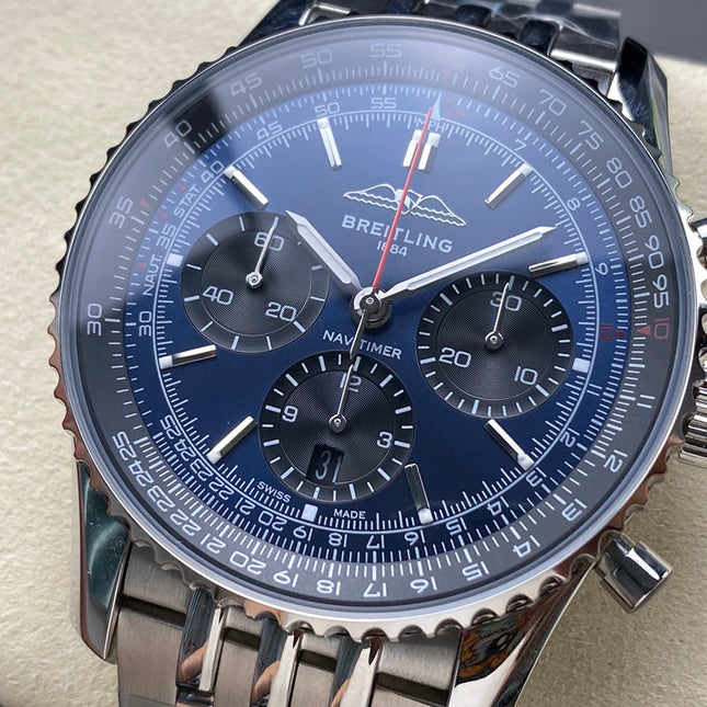 NAVITIMER B01 CHRONOGRAPH 43 ALL STEEL BLUE MIX BLACK DIAL