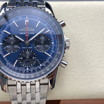 NAVITIMER B01 CHRONOGRAPH 43 ALL STEEL BLUE MIX BLACK DIAL