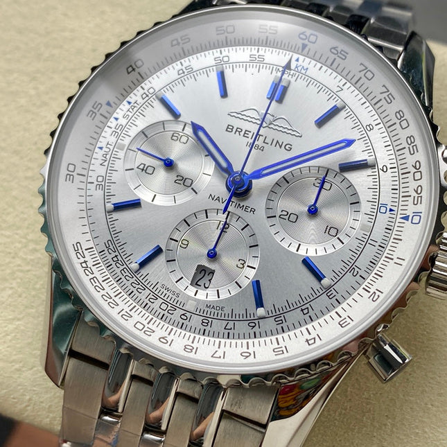 NAVITIMER B01 CHRONOGRAPH 43 ALL STEEL SILVER MIX WHITE DIAL