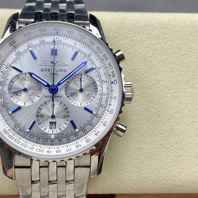 NAVITIMER B01 CHRONOGRAPH 43 ALL STEEL SILVER MIX WHITE DIAL