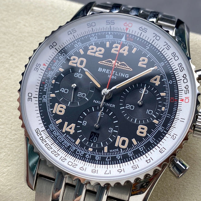 NAVITIMER B01 CHRONOGRAPH 43 ALL STEEL BLACK MIX WHITE DIAL