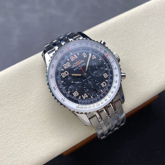 NAVITIMER B01 CHRONOGRAPH 43 ALL STEEL BLACK MIX WHITE DIAL