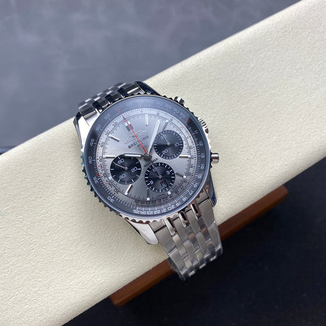 NAVITIMER B01 CHRONOGRAPH 43 ALL STEEL SILVER MIX BLACK DIAL