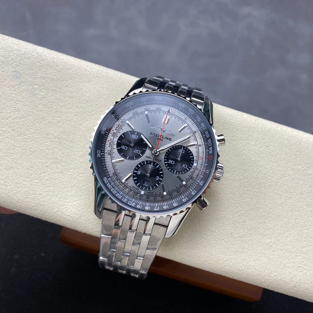 NAVITIMER B01 CHRONOGRAPH 43 ALL STEEL SILVER MIX BLACK DIAL