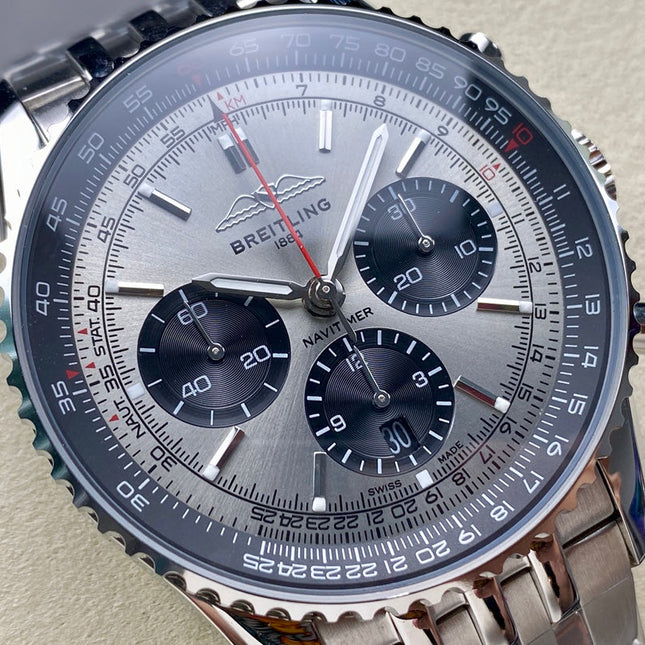 NAVITIMER B01 CHRONOGRAPH 43 ALL STEEL SILVER MIX BLACK DIAL