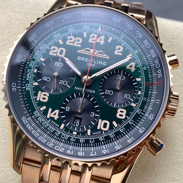 NAVITIMER B01 CHRONOGRAPH 43 ALL RED GOLD BLACK MIX GREEN DIAL
