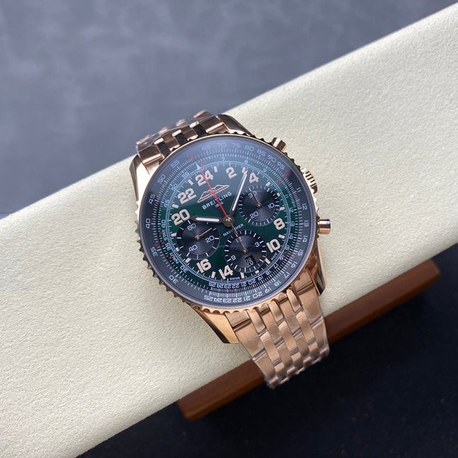 NAVITIMER B01 CHRONOGRAPH 43 ALL RED GOLD BLACK MIX GREEN DIAL