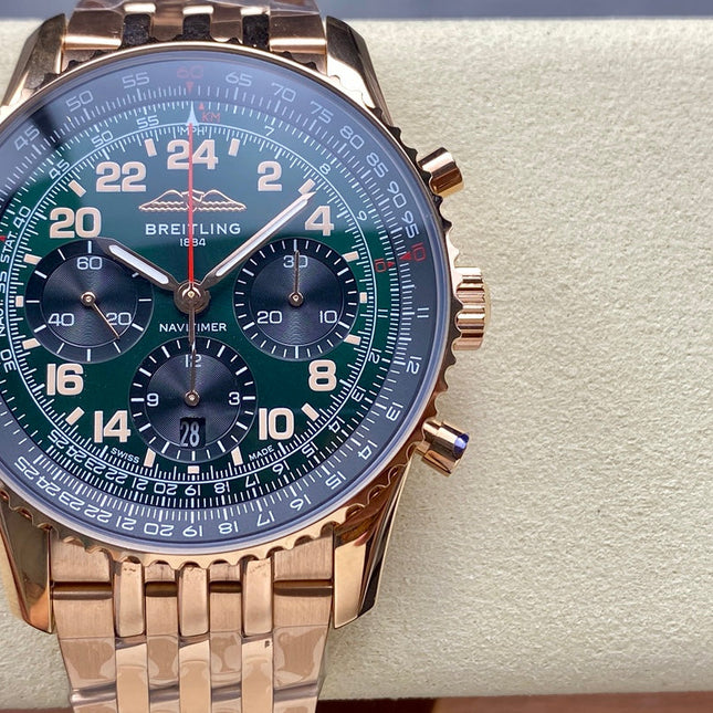 NAVITIMER B01 CHRONOGRAPH 43 ALL RED GOLD BLACK MIX GREEN DIAL