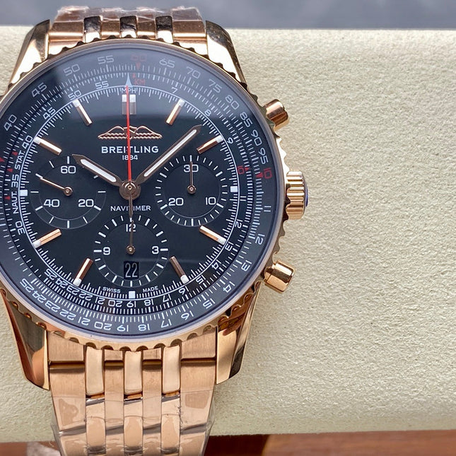 NAVITIMER B01 CHRONOGRAPH 43 ALL RED GOLD BLACK DIAL