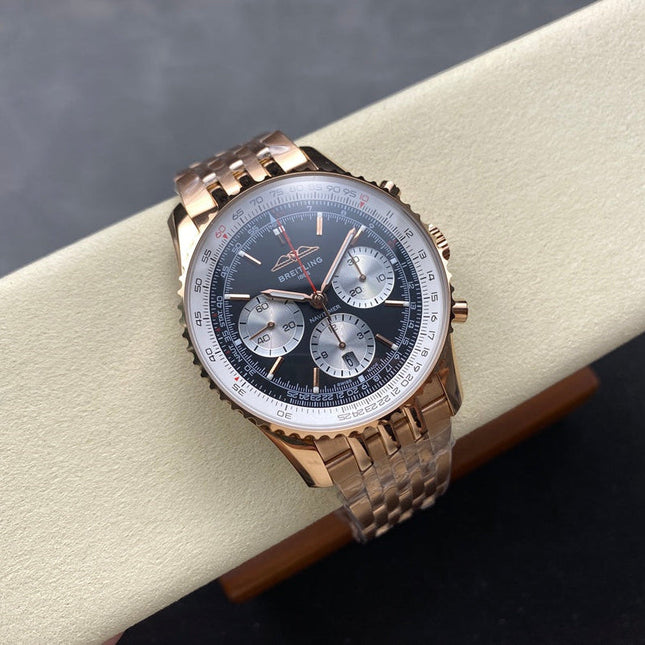 NAVITIMER B01 CHRONOGRAPH 43 ALL RED GOLD BLACK MIX SILVER WHITE DIAL