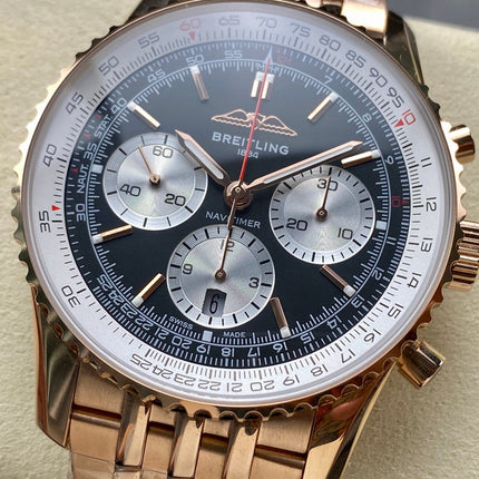 NAVITIMER B01 CHRONOGRAPH 43 ALL RED GOLD BLACK MIX SILVER WHITE DIAL