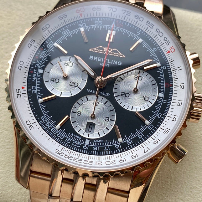 NAVITIMER B01 CHRONOGRAPH 43 ALL RED GOLD BLACK MIX SILVER WHITE DIAL