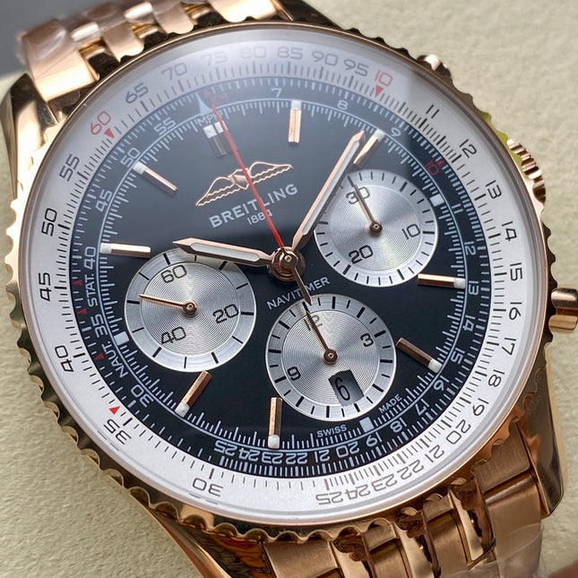 NAVITIMER B01 CHRONOGRAPH 43 ALL RED GOLD BLACK MIX SILVER WHITE DIAL