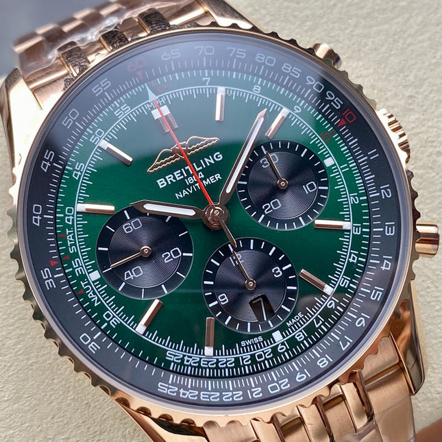 NAVITIMER B01 CHRONOGRAPH 43 ALL RED GOLD BLUE MIX GREEN DIAL