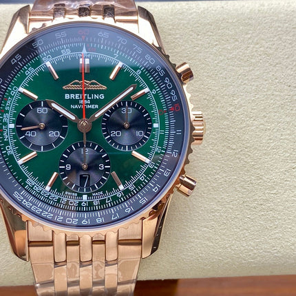 NAVITIMER B01 CHRONOGRAPH 43 ALL RED GOLD BLUE MIX GREEN DIAL