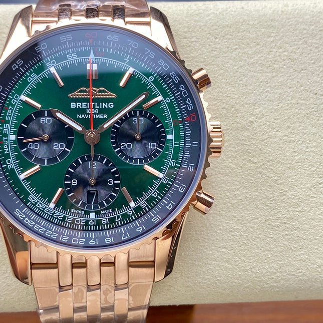 NAVITIMER B01 CHRONOGRAPH 43 ALL RED GOLD BLUE MIX GREEN DIAL