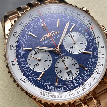 NAVITIMER B01 CHRONOGRAPH 43 ALL RED GOLD BLUE MIX WHITE DIAL