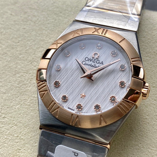 CONSTELLATION PETITE WATCH SILVER AND ROSE GOLD CASE