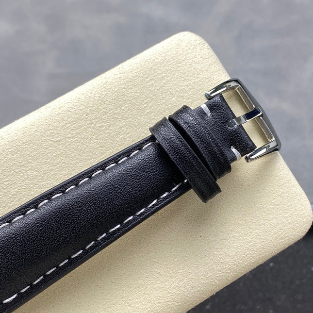 CALATRAVA STEEL CASE BLACK CALFSKIN STRAP