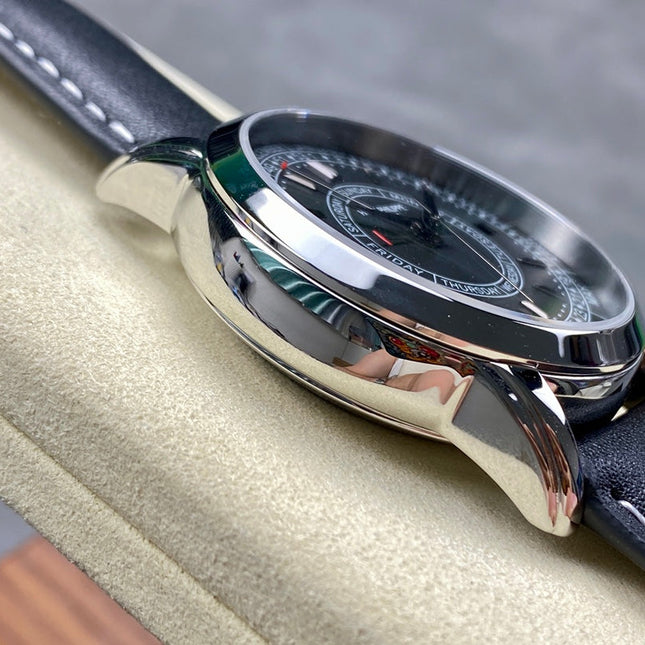 CALATRAVA STEEL CASE BLACK CALFSKIN STRAP