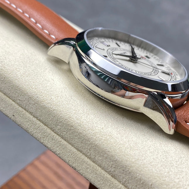 CALATRAVA STEEL CASE BROWN CALFSKIN STRAP