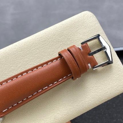 CALATRAVA STEEL CASE BROWN CALFSKIN STRAP