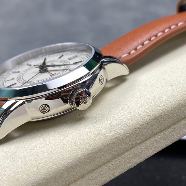 CALATRAVA STEEL CASE BROWN CALFSKIN STRAP