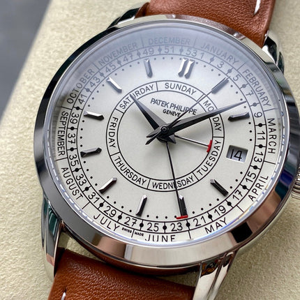 CALATRAVA STEEL CASE BROWN CALFSKIN STRAP