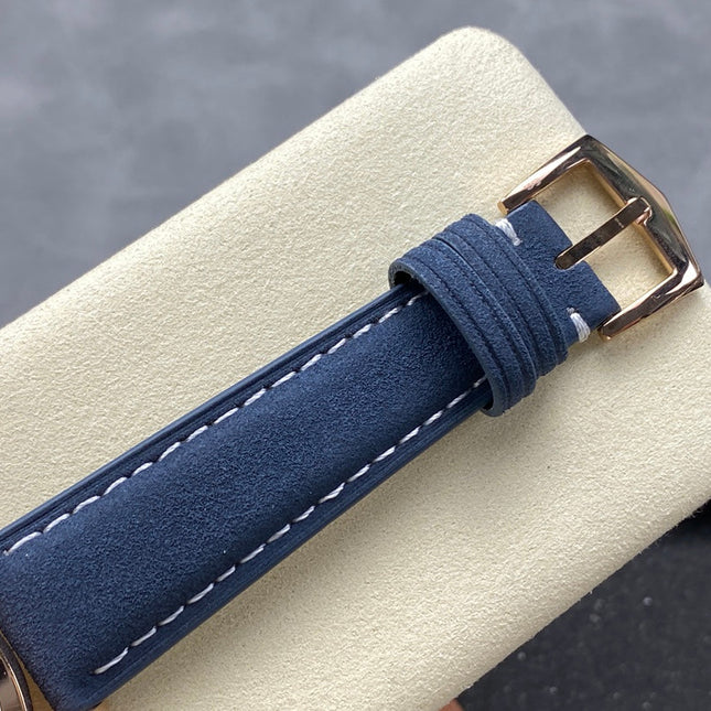 CALATRAVA ROSE GOLD CASE BLUE SUEDE STRAP