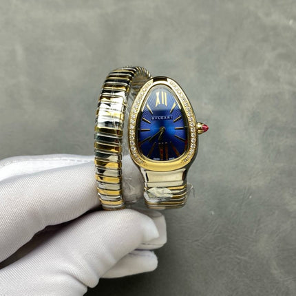 SERPENTI TUBOGAS QUARTZ TWO TONE GOLD STEEL BLUE DIAL