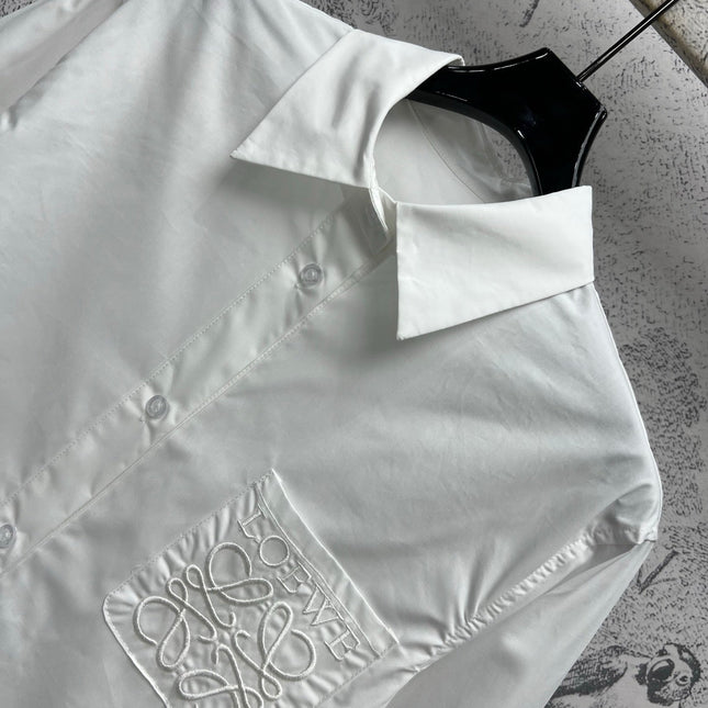Loewe Logo Embroidered Shirt White Cotton