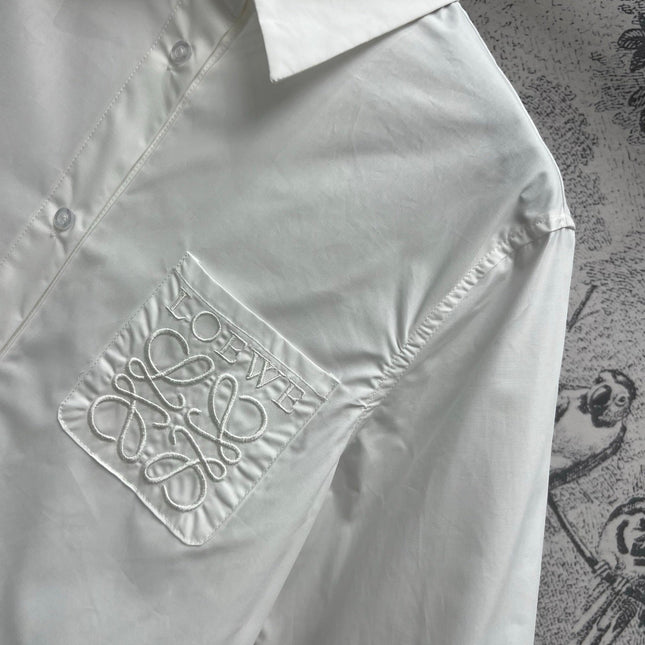 Loewe Logo Embroidered Shirt White Cotton