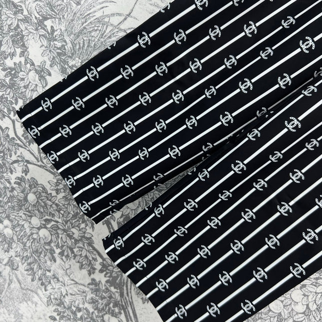 CC 25 Wide Leg Pants Black White Polyester Fiber