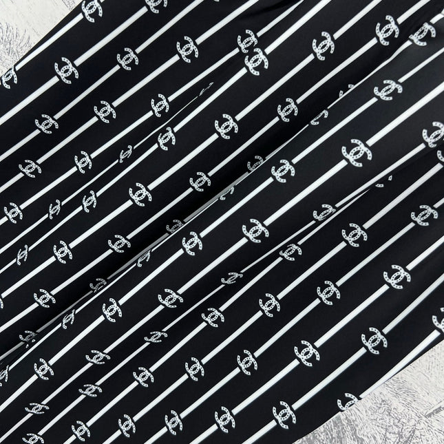 CC 25 Wide Leg Pants Black White Polyester Fiber