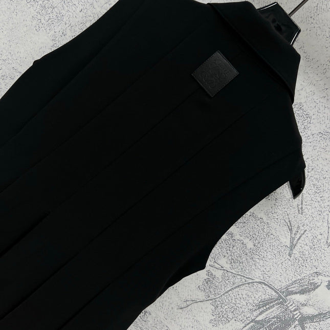 Loewe 25 Sleeveless Pleated Shirt Black Polyester Fiber