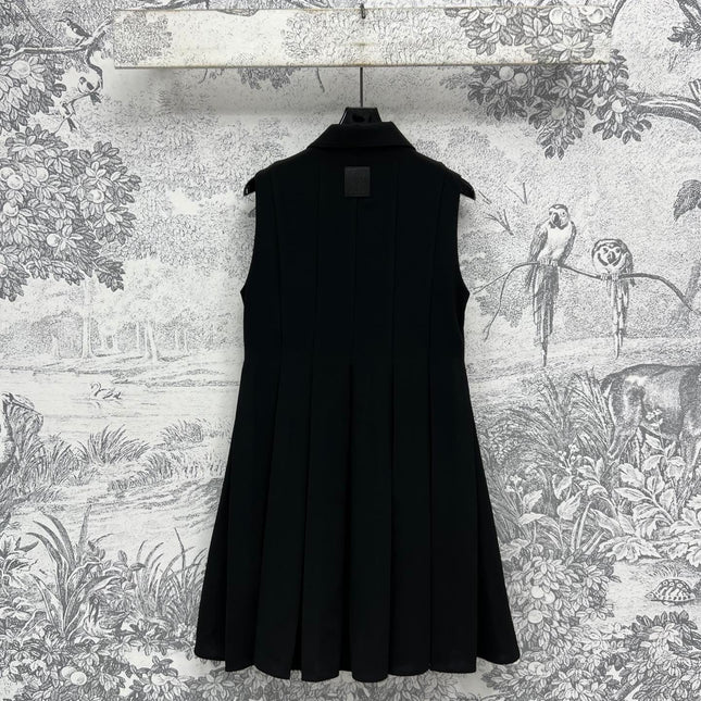 Loewe 25 Sleeveless Pleated Shirt Black Polyester Fiber