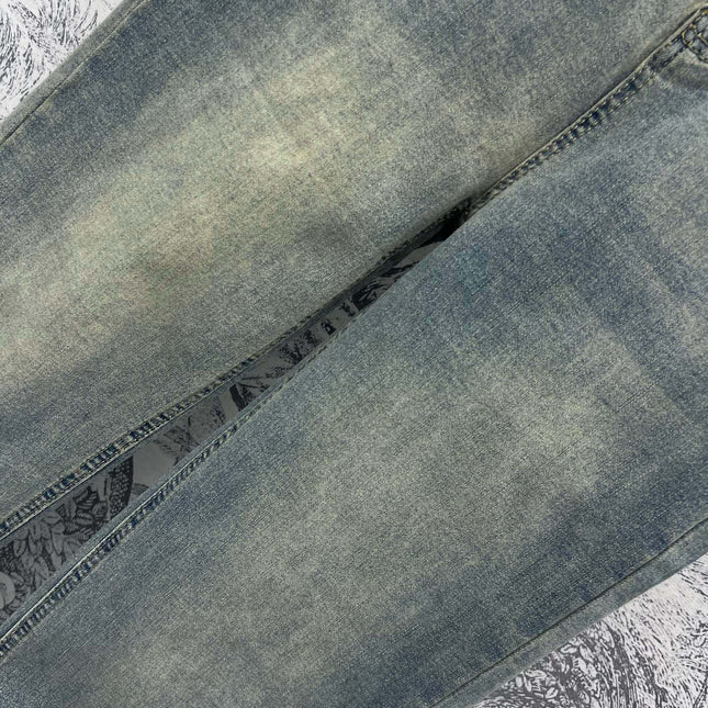 Joewe 25 Chain-decorated Jeans Blue Cotton Fabric