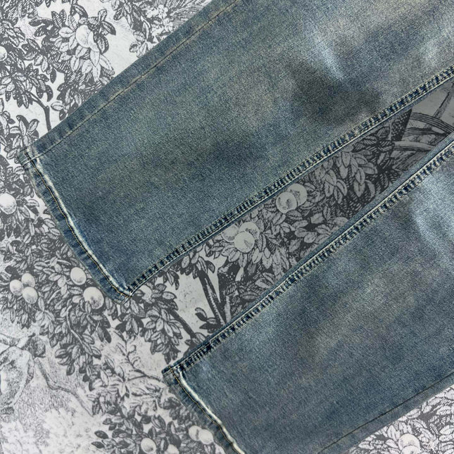 Joewe 25 Chain-decorated Jeans Blue Cotton Fabric