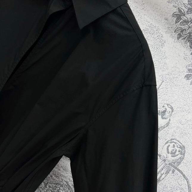 Loewe 25 Wrinkled Lace-up Shirt Black Cotton